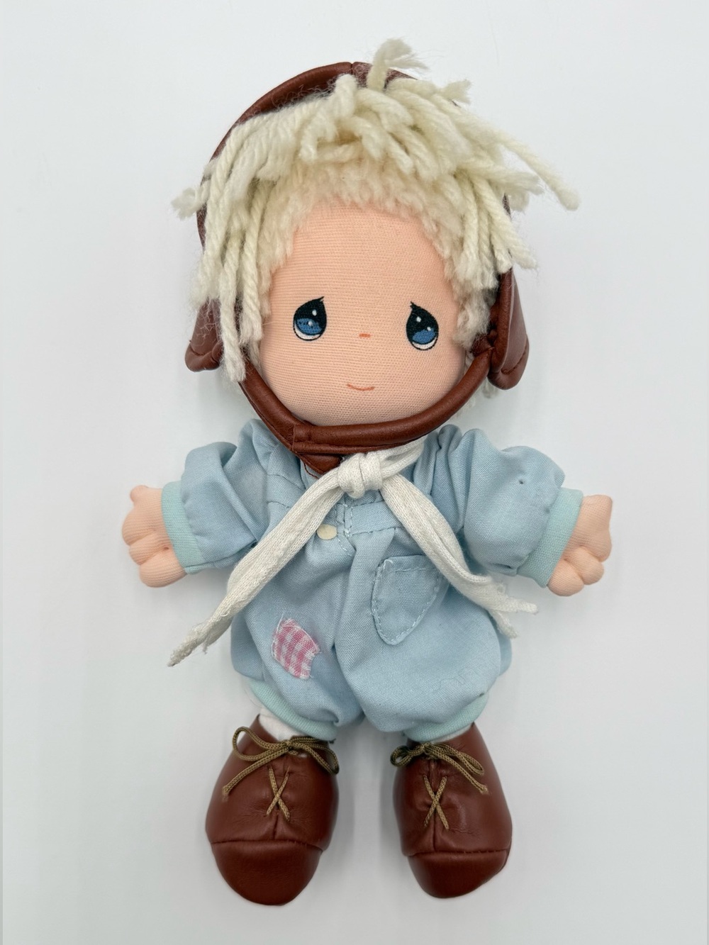 Vintage 1985 Precious Moments Applause Aviator Pilot Doll Goggles Blue Outfit